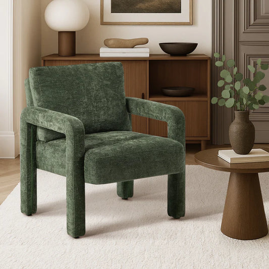ACH-A11-GN Oikiture Armchair Velvet Accent Chairs 1 Seater Lounge Sofa Chair Green