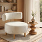 ACH-A12-BG Oikiture Wooden Armchair Lounge Chair Linen Fabric Accent Armchairs Beige
