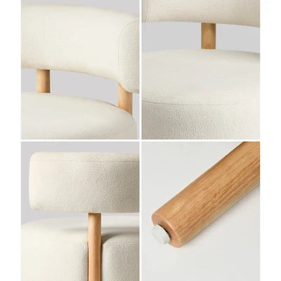 ACH-A12-BG Oikiture Wooden Armchair Lounge Chair Linen Fabric Accent Armchairs Beige