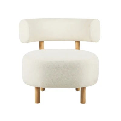 ACH-A12-BG Oikiture Wooden Armchair Lounge Chair Linen Fabric Accent Armchairs Beige