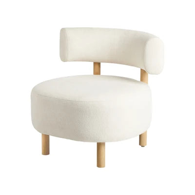 ACH-A12-BG Oikiture Wooden Armchair Lounge Chair Linen Fabric Accent Armchairs Beige