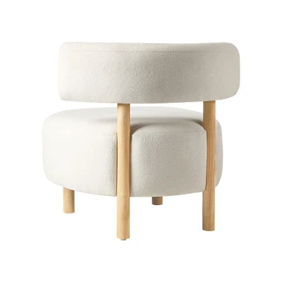 ACH-A12-BG Oikiture Wooden Armchair Lounge Chair Linen Fabric Accent Armchairs Beige