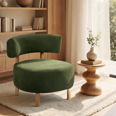ACH-A12-GN Oikiture Wooden Armchair Lounge Chair Velvet Accent Armchairs Green
