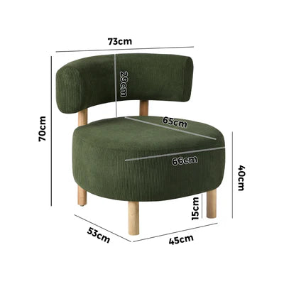 ACH-A12-GN Oikiture Wooden Armchair Lounge Chair Velvet Accent Armchairs Green