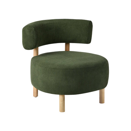 ACH-A12-GN Oikiture Wooden Armchair Lounge Chair Velvet Accent Armchairs Green
