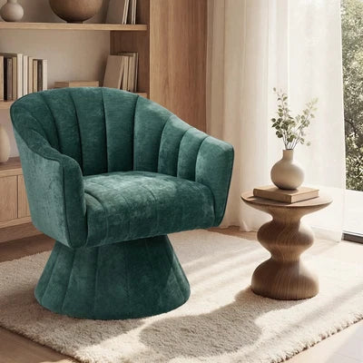 ACH-A14-GN Oikiture Swivel Armchair Linen Fabric Lounge Chair Accent Chair Green