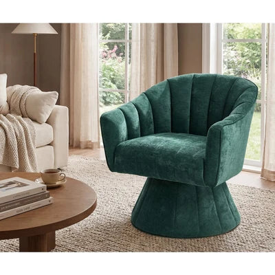 ACH-A14-GN Oikiture Swivel Armchair Linen Fabric Lounge Chair Accent Chair Green