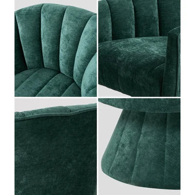 ACH-A14-GN Oikiture Swivel Armchair Linen Fabric Lounge Chair Accent Chair Green