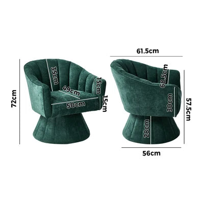 ACH-A14-GN Oikiture Swivel Armchair Linen Fabric Lounge Chair Accent Chair Green