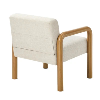 ACH-A15-WDBG Oikiture Armchair Fabric Accent Chair Lounge Sofa Beige Timber Look Legs