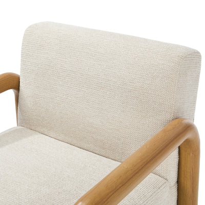 ACH-A15-WDBG Oikiture Armchair Fabric Accent Chair Lounge Sofa Beige Timber Look Legs