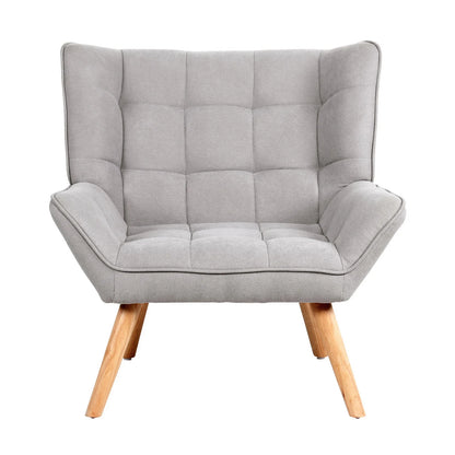 Oikiture Armchair Fabric Upholstered Tub Chair Grey