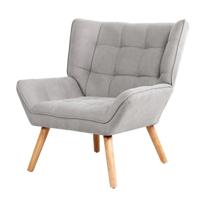 Oikiture Armchair Fabric Upholstered Tub Chair Grey