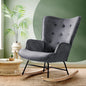ACH-A4-GY Oikiture Rocking Chair Nursing Armchair Velvet Accent Chairs Upholstered Grey