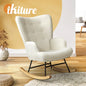 ACH-A44-SP-WH Oikiture Rocking Chair Nursing Armchair Sherpa Accent Chairs Upholstered White