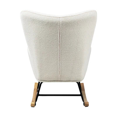 ACH-A44-SP-WH Oikiture Rocking Chair Nursing Armchair Sherpa Accent Chairs Upholstered White