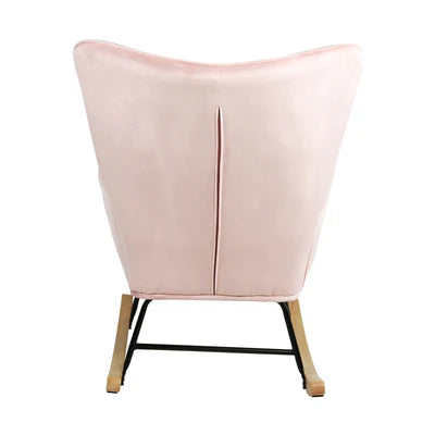 ACH-A44-PK Oikiture Rocking Chair Nursing Armchair Velvet Accent Chairs Upholstered Pink
