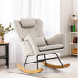 ACH-A7-LN-BG Oikiture Rocking Chair Nursing Armchair Linen Accent Chairs With 2 Pillow Beige