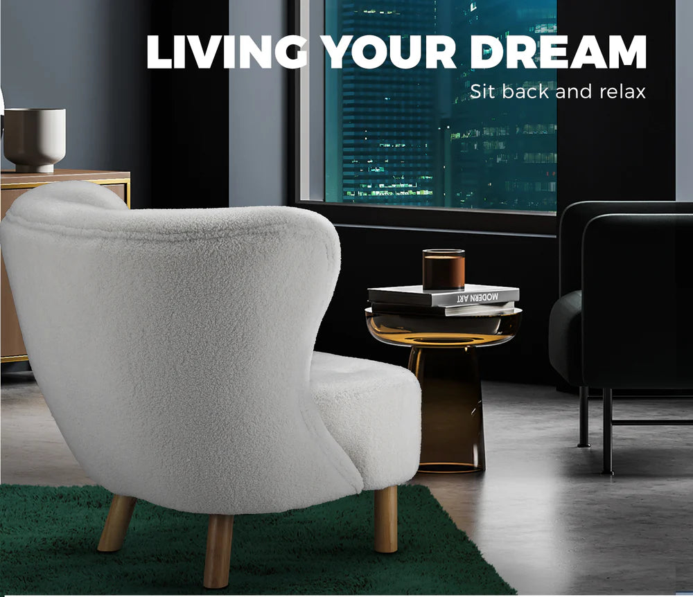 ACH-AGB5-WH Oikiture Armchair Accent Couches Sofa White