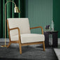 ACH-AGB7-BG Oikiture Armchair Lounge Chair Accent Couch Sofa Pillows Fabric Beige