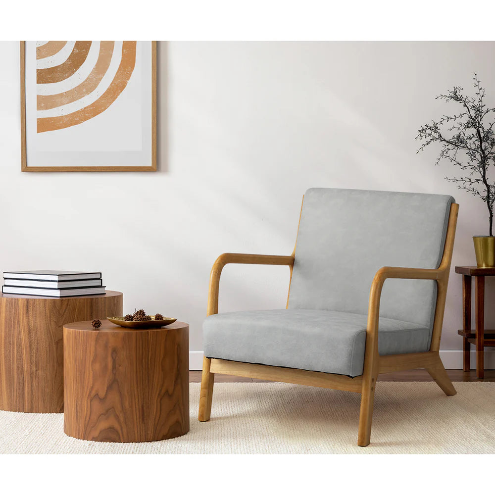 ACH-AGB7-TF-LIGY Oikiture Armchair Wood Couches Light Grey