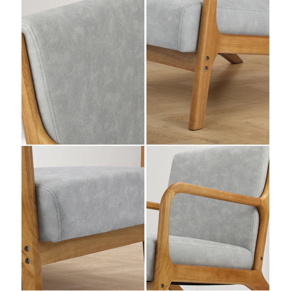 ACH-AGB7-TF-LIGY Oikiture Armchair Wood Couches Light Grey