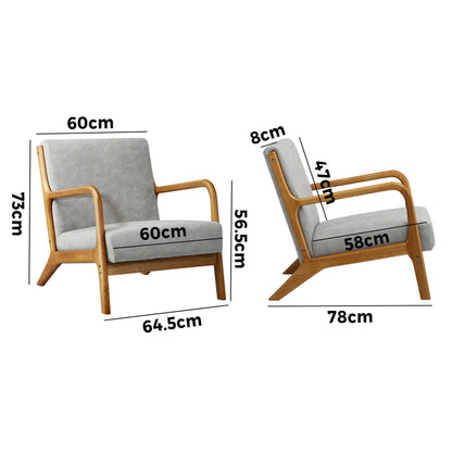 ACH-AGB7-TF-LIGY Oikiture Armchair Wood Couches Light Grey