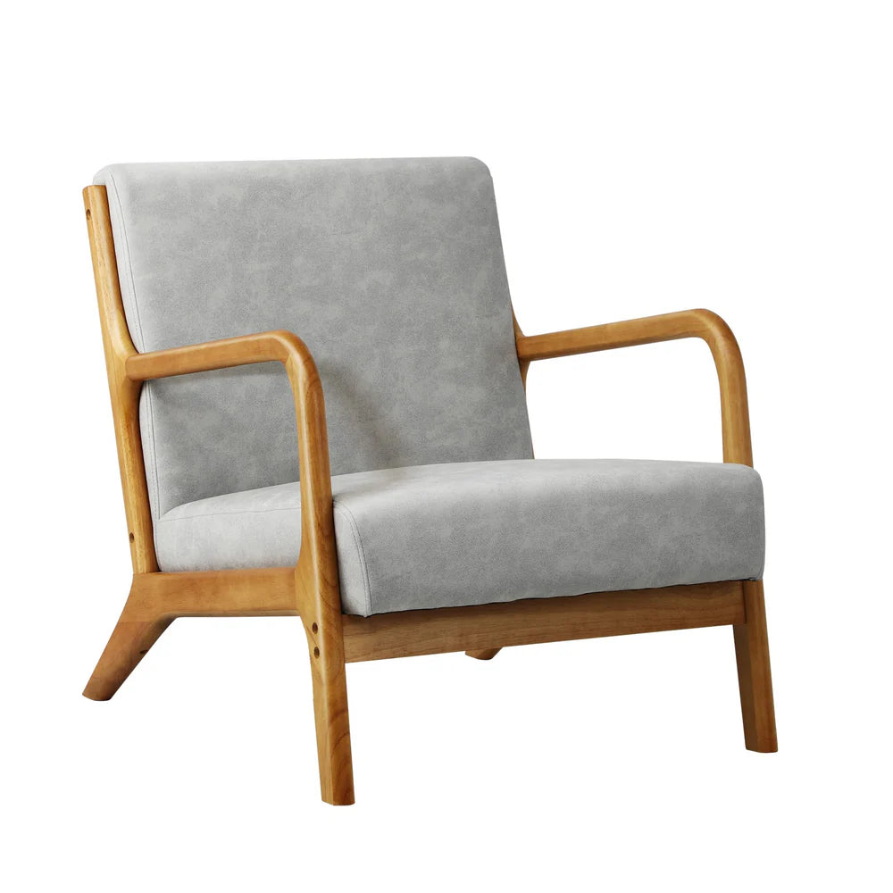 ACH-AGB7-TF-LIGY Oikiture Armchair Wood Couches Light Grey
