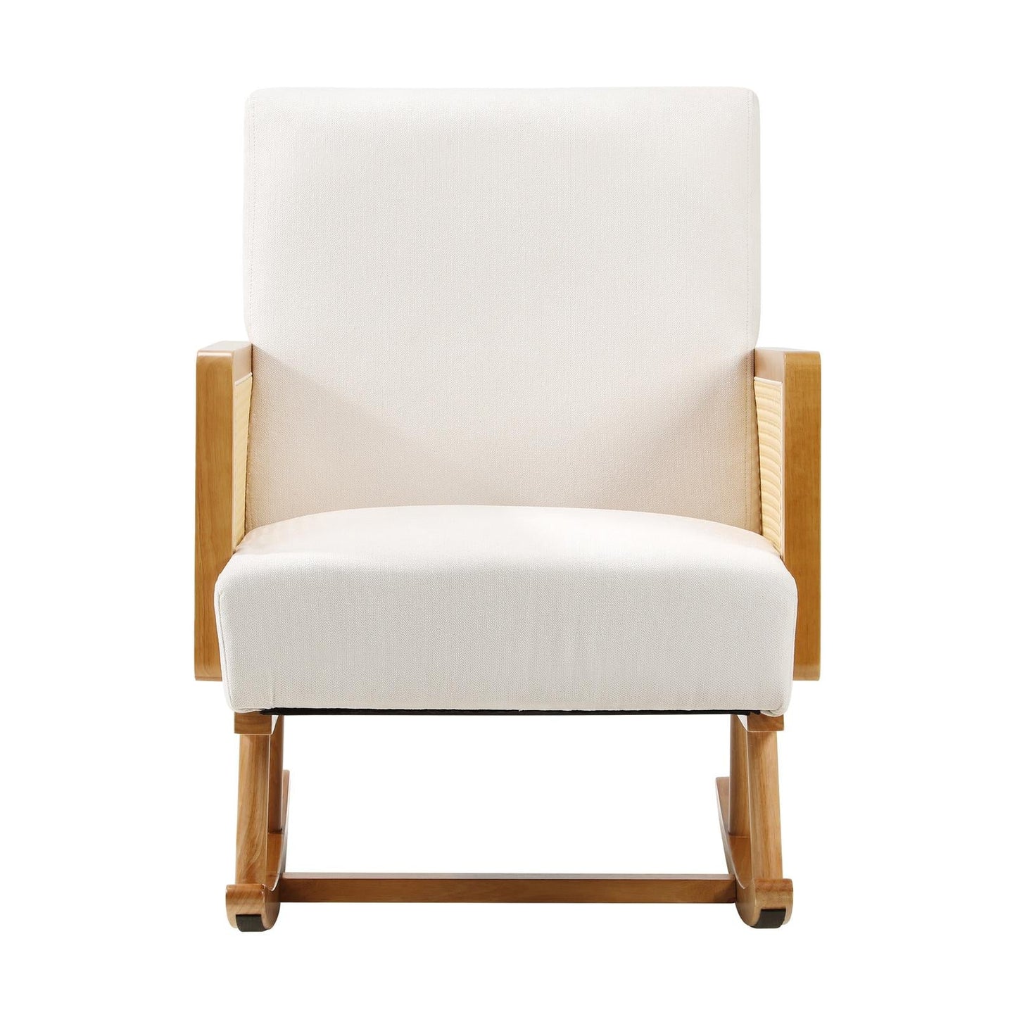 Oikiture Rocking Chair PE Rattan Beige