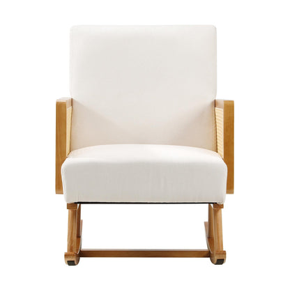 Oikiture Rocking Chair PE Rattan Beige
