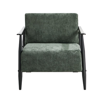 ACH-CLOUD-CLS-GN Oikiture Wooden Armchair Lounge Sofa Chair Chenille Accent Armchairs Green