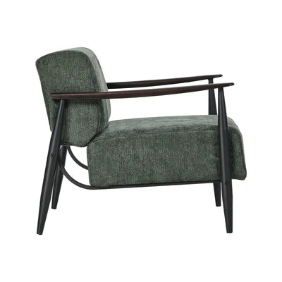 ACH-CLOUD-CLS-GN Oikiture Wooden Armchair Lounge Sofa Chair Chenille Accent Armchairs Green