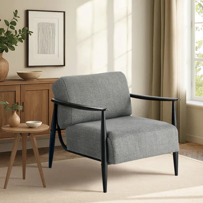 ACH-CLOUD-CLS-GY Oikiture Wooden Armchair Lounge Sofa Chair Fabric Accent Armchairs Grey