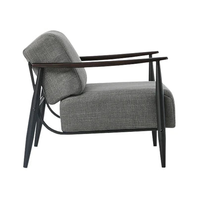 ACH-CLOUD-CLS-GY Oikiture Wooden Armchair Lounge Sofa Chair Fabric Accent Armchairs Grey