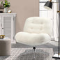 ACH-LINLI-SP-WH Oikiture Armchair Swivel Lounge Chair Padded Accent Chairs Boucle White