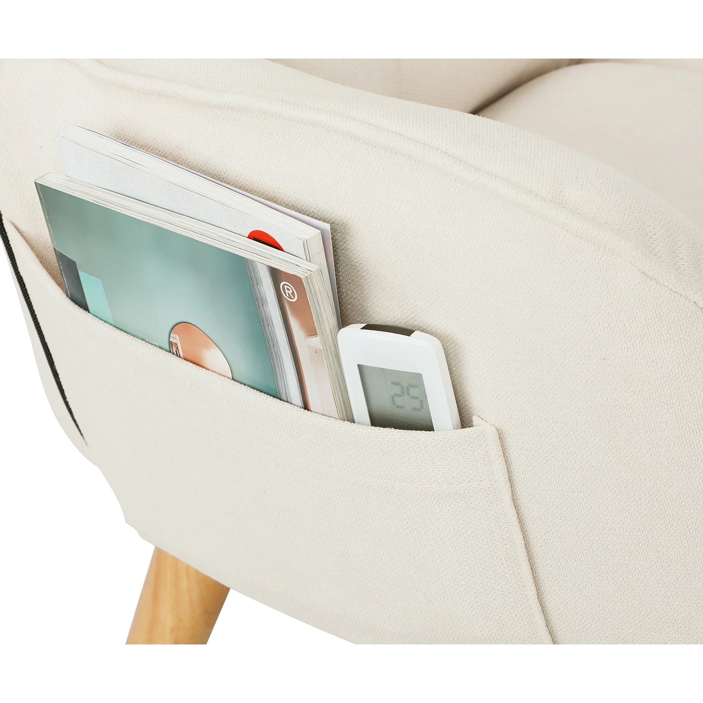 ACH-ST-TRON-BG Oikiture Armchair wit Stool 360° Swivel Seat Beige