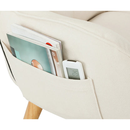 ACH-ST-TRON-BG Oikiture Armchair wit Stool 360° Swivel Seat Beige