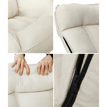 ACH-ST-TRON-BG Oikiture Armchair wit Stool 360° Swivel Seat Beige
