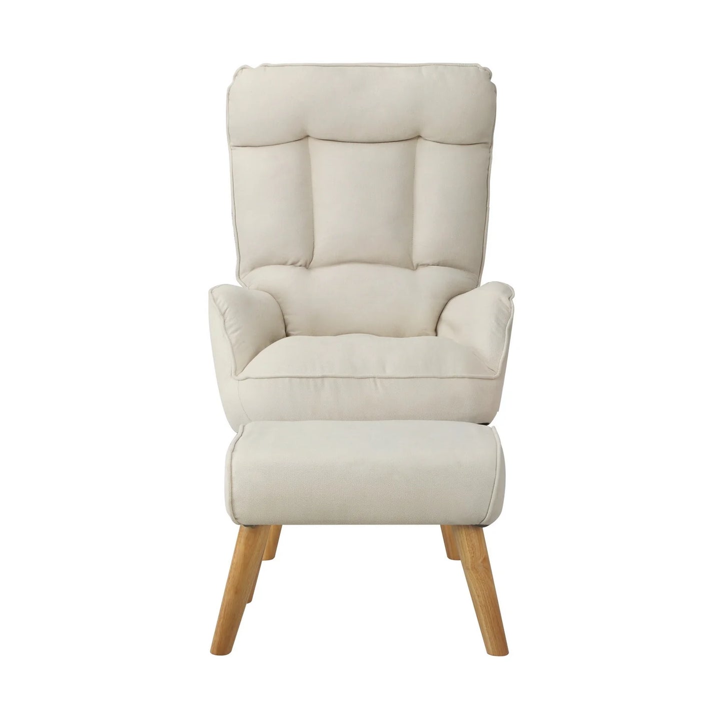 ACH-ST-TRON-BG Oikiture Armchair wit Stool 360° Swivel Seat Beige