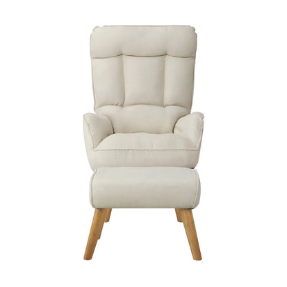 ACH-ST-TRON-BG Oikiture Armchair wit Stool 360° Swivel Seat Beige