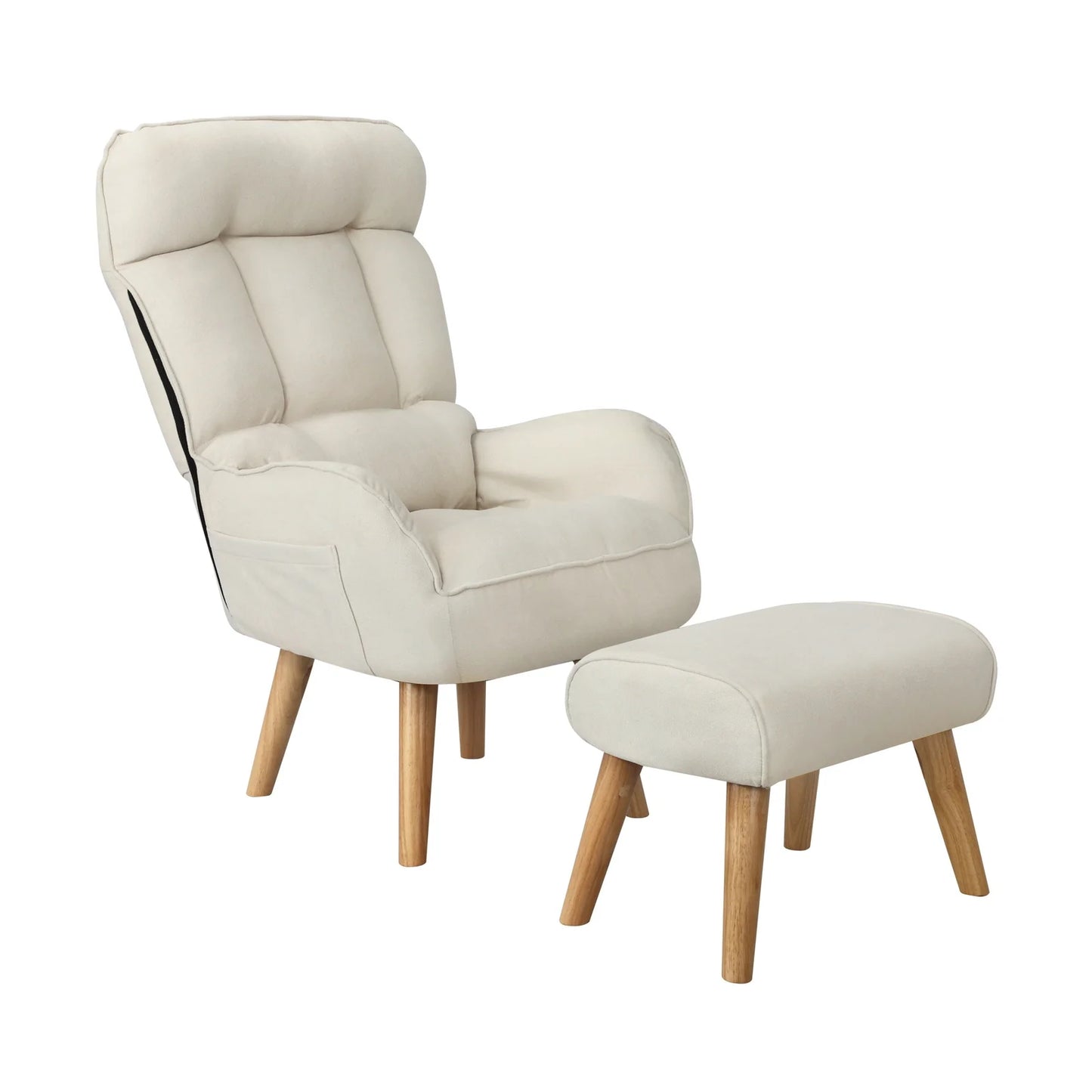 ACH-ST-TRON-BG Oikiture Armchair wit Stool 360° Swivel Seat Beige