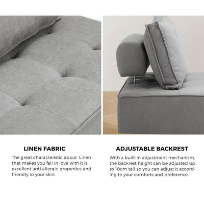 ACH-TOFU-GY Oikiture Armless Sofa with Adjustable Back Modular Grey