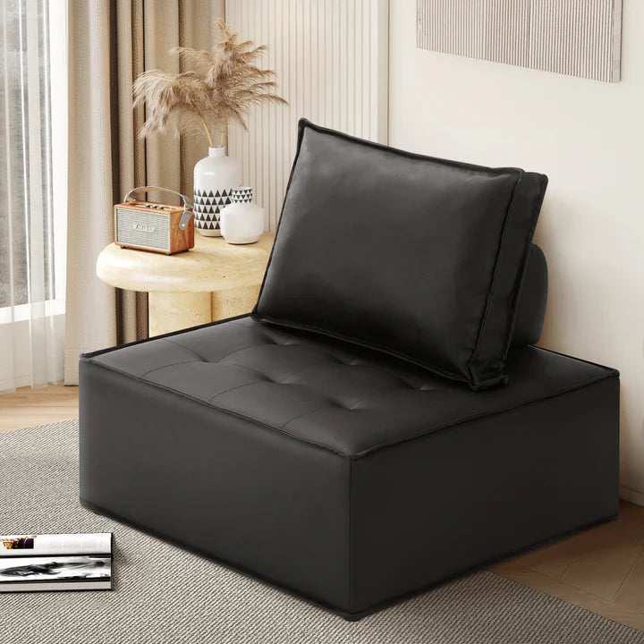ACH-TOFU-LEA-BK Oikiture Pu Leather Sofa Couch Black