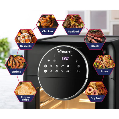 AF-A2-BK Air Fryer 10L LCD Fryers Low Fat Oven Airfryer Kitchen Cooker 1500W