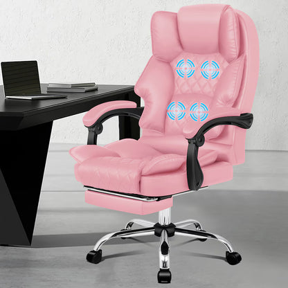 A-OCH-MASG-B-FT-PINK ALFORDSON Massage Office Chair FOOTREST Executive Gaming Racing Seat Pink PU