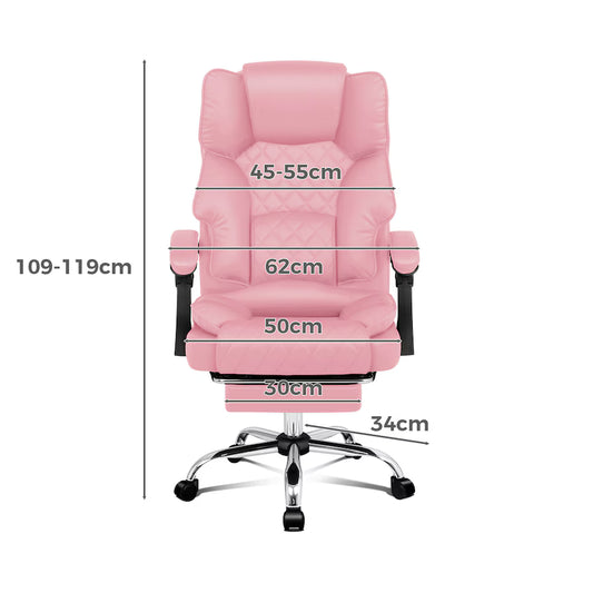 A-OCH-MASG-B-FT-PINK ALFORDSON Massage Office Chair FOOTREST Executive Gaming Racing Seat Pink PU