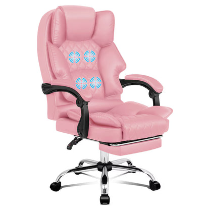 A-OCH-MASG-B-FT-PINK ALFORDSON Massage Office Chair FOOTREST Executive Gaming Racing Seat Pink PU