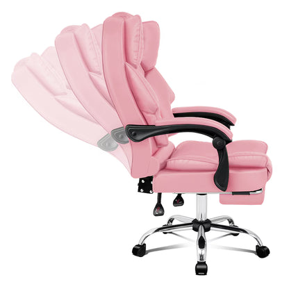 A-OCH-MASG-B-FT-PINK ALFORDSON Massage Office Chair FOOTREST Executive Gaming Racing Seat Pink PU