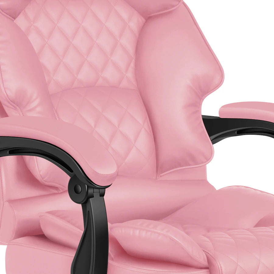A-OCH-MASG-B-FT-PINK ALFORDSON Massage Office Chair FOOTREST Executive Gaming Racing Seat Pink PU
