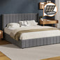 BF-B-BILY-D-GY-ABC Oikiture Bed Frame Double Size Gas Lift Storage Base Velvet Grey